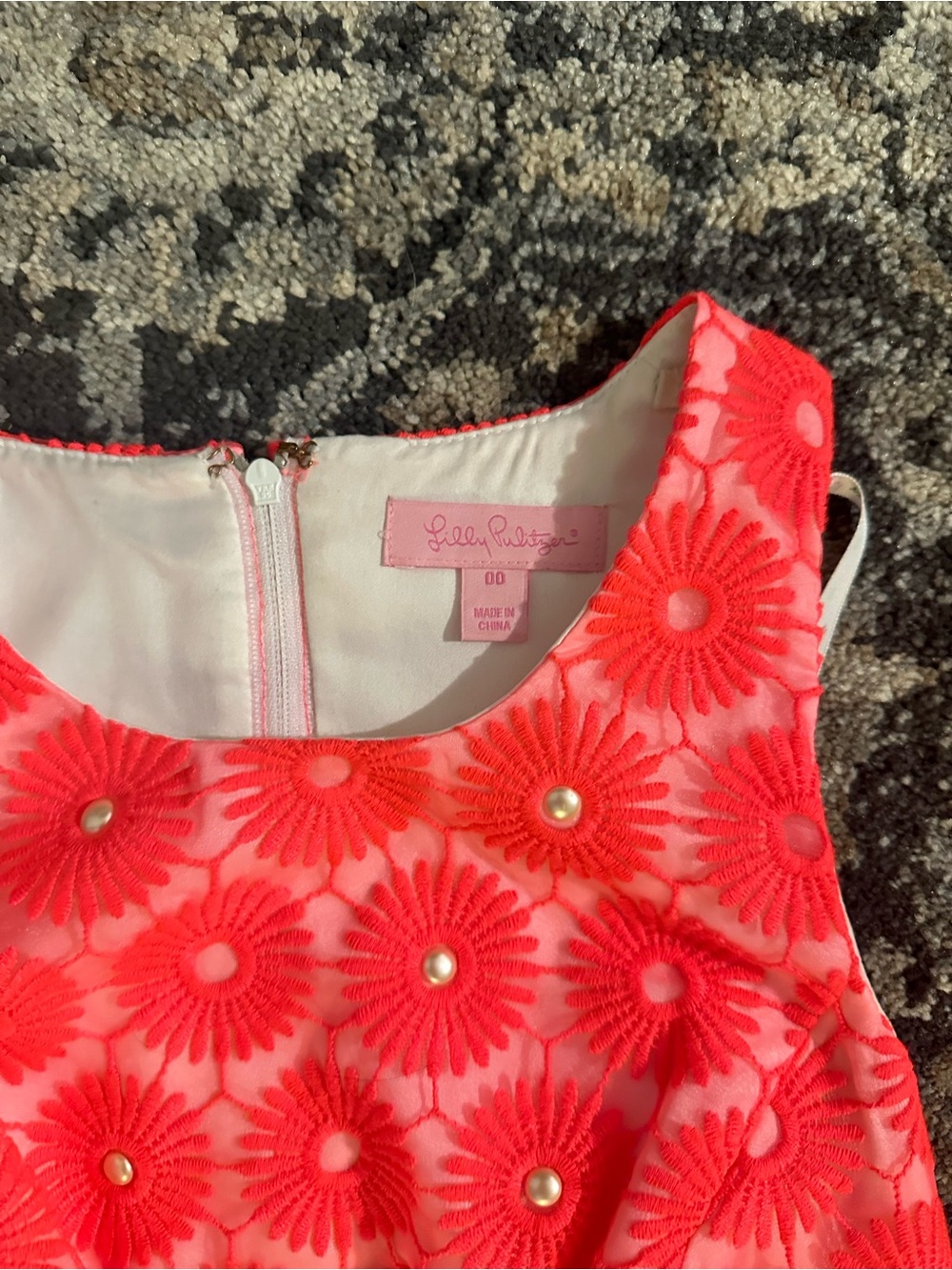 Lilly Pulitzer Coral Floral Eyelet Shift Dress - Picture 2 of 3